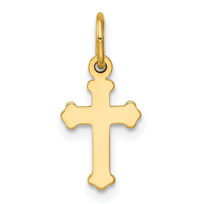 Tiny Small Heraldry Cross Charm Pendant 14K Gold