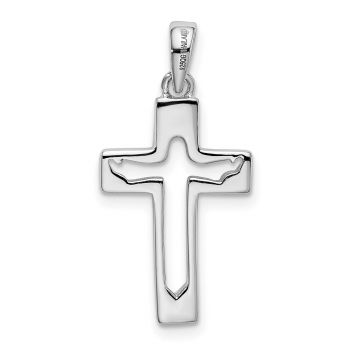 Small Silver Jesus Cut-Out Cross Pendant 3