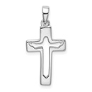 Small Silver Jesus Cut-Out Cross Pendant