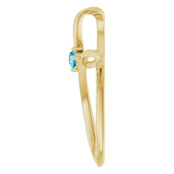 Swiss Blue Topaz Swirl Cross Pendant in 14K Gold 3