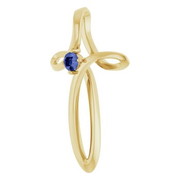 14K Gold Tanzanite Knot Cross Pendant 2
