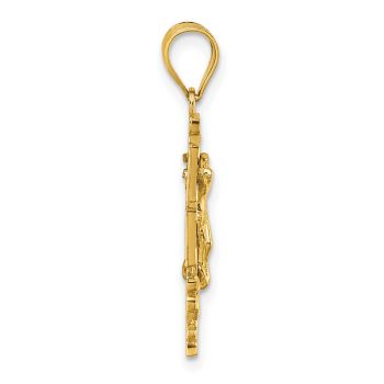14K Gold Textured Caravaca Cross Pendant 2