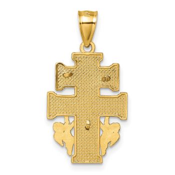 14K Gold Textured Caravaca Cross Pendant 3