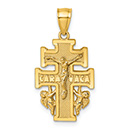 14K Gold Textured Caravaca Cross Pendant