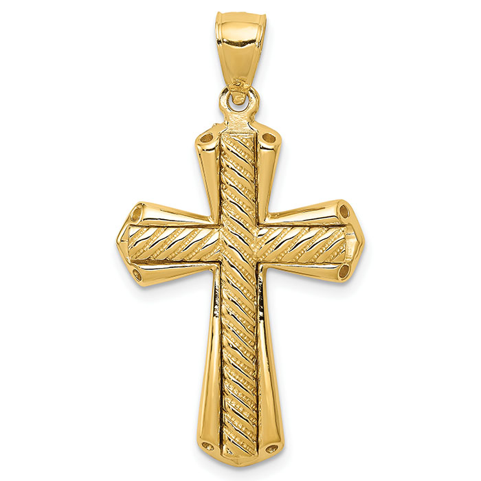 Twisted Rope Cross Pendant 14K Gold