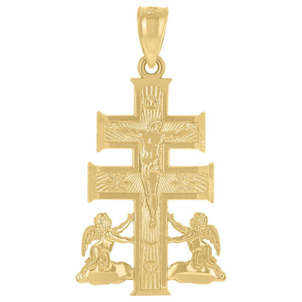 women's caravaca cross pendant 14k gold