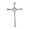 14K White Gold Women's Diamond Cross Pendant with Hidden Bail