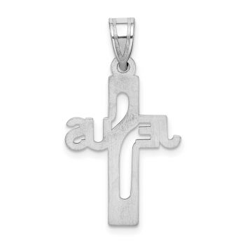 Silver Jesus Name Women's Cut-Out Cross Pendant 3