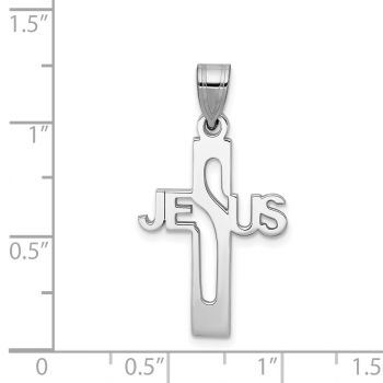 Silver Jesus Name Women's Cut-Out Cross Pendant 4
