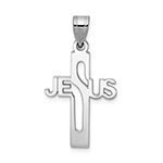 Silver Jesus Name Women's Cut-Out Cross Pendant