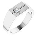 Platinum Men's Diamond Subtle Cross Ring