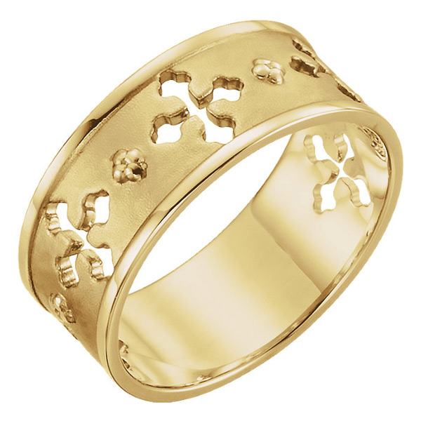 Ancient of Days Pierced Cross Ring for Women, 14K Gold