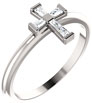 Diamond Baguette Cross Ring for Women in 14K White Gold
