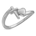 With All Thy Heart Christian Cross and Heart Ring, Sterling Silver