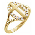 diamond halo cross ring for women 14k gold