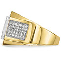 Men's 14K Gold Emerald-Cut Red CZ Ring 3