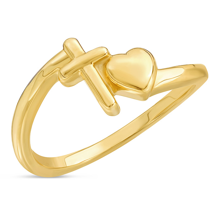 Heart and Cross Ring in 14K Gold