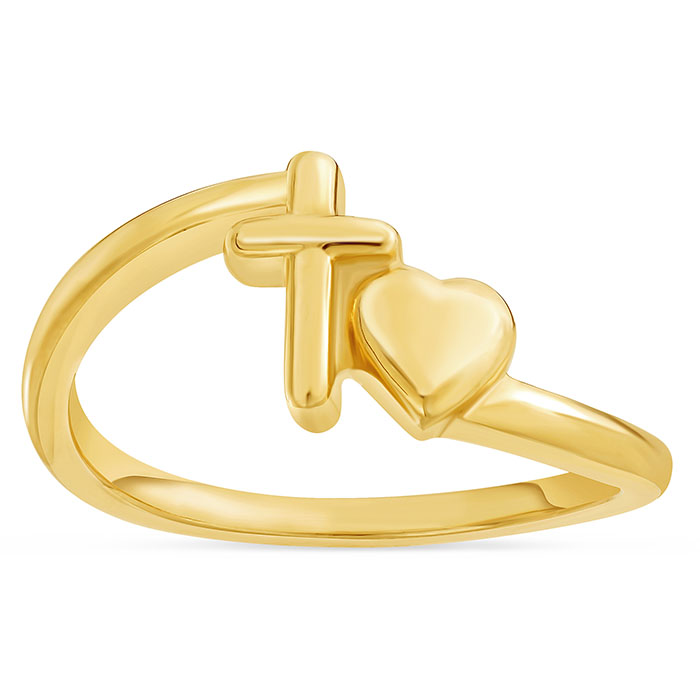 With All Thy Heart. Cross Ring 14K Gold