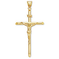 Fully Solid 14K Gold Crucifix Pendant for Men