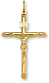 18K Solid Gold Crucifix Pendant Necklace