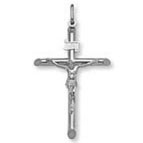 Medium 14K Solid White Gold Crucifix Pendant for Men