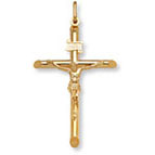 Men's Medium 18K Solid Gold Crucifix Pendant