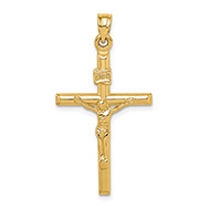 14K Gold Polished Crucifix Pendant for Men