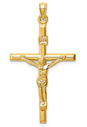 14K Gold Men's Traditional Crucifix Pendant