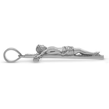 Large 14K White Gold Detailed Crucifix Pendant for Men 3