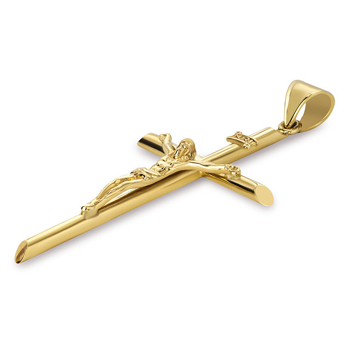 22K Gold Mens Crucifix Pendant