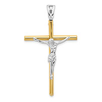 Italian 14K Two-Tone Gold Crucifix Pendant for Men