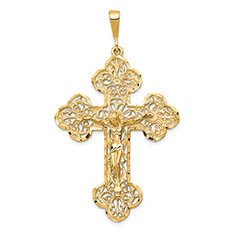 large filigree crucifix pendant for men 10k gold