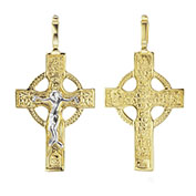 men's 14k two-tone gold orthodox crucifix pendant