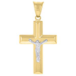 reversible beveled crucifix pendant foir men 14k two-tone gold