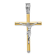 men's crucifix pendant 14k two tone italian gold