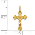 Tiny Textured Crucifix Charm Pendant 14K Gold 2