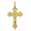 Tiny Textured Crucifix Charm Pendant 14K Gold