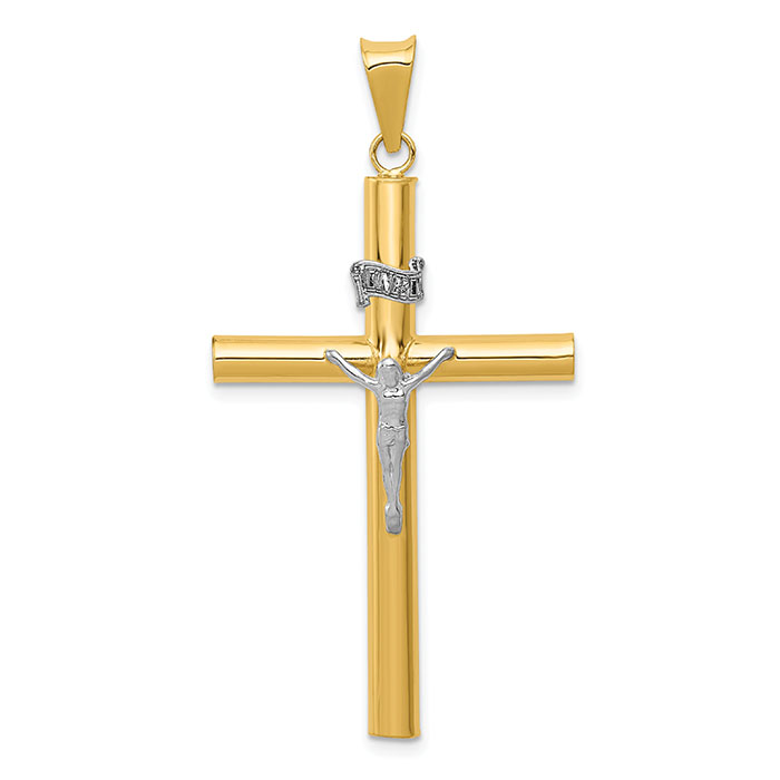 Crucifix Necklace, 14K Two-Tone Gold