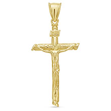 Wood of the Cross Crucifix Pendant for Men 14K Solid Gold