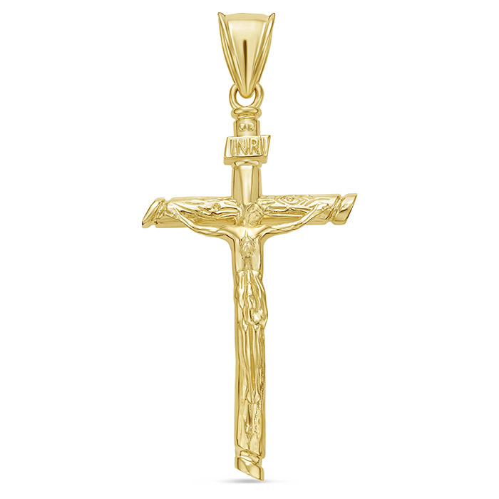 God's Glory Crucifix Pendant for Men 14K Solid Gold