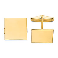 engravable square plain cuff links for men 14k gold