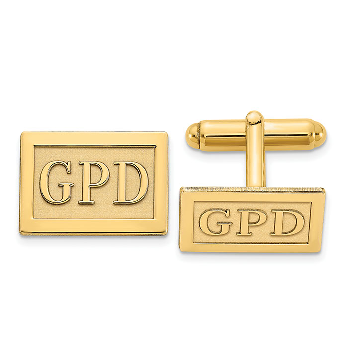 rectangle custom monogram cuff links 14k gold