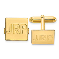 square monogram personalized cuff links for men 14k gold