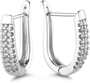 1/2 Carat Diamond Half-Hoop Earrings, 14K White Gold