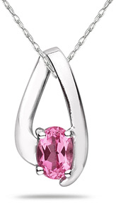 Oval Shaped Contemporary Pink Topaz Pendant