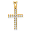 14K Gold 1/4 Carat Diamond Cross Necklace Pendant