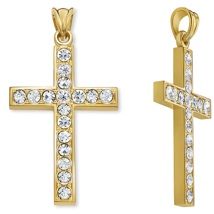14K Gold Diamond Cross Pendant for Men