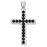14K White Gold Black Diamond Cross Pendant for Men