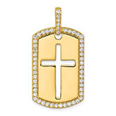 3/4 carat lab made diamond cross dog tag necklace 14k gold