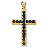 1 Carat Black Diamond Cross Pendant for Men in 14K Gold